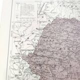 Old map Romania and Bulgaria 43x43cm from 1950