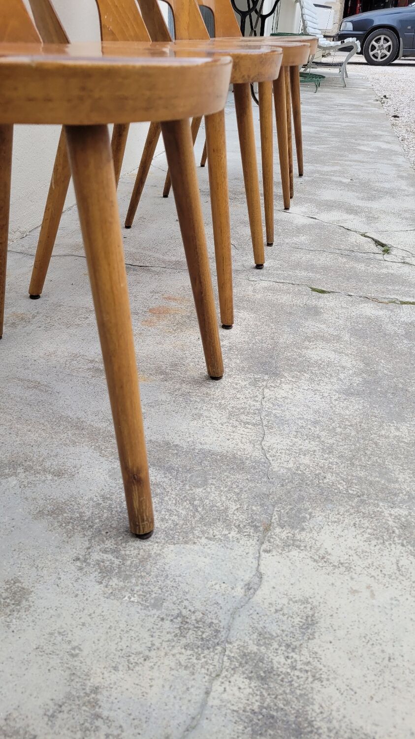 Series of 4 Baumann bistro chairs model Mondor 1950 vintage