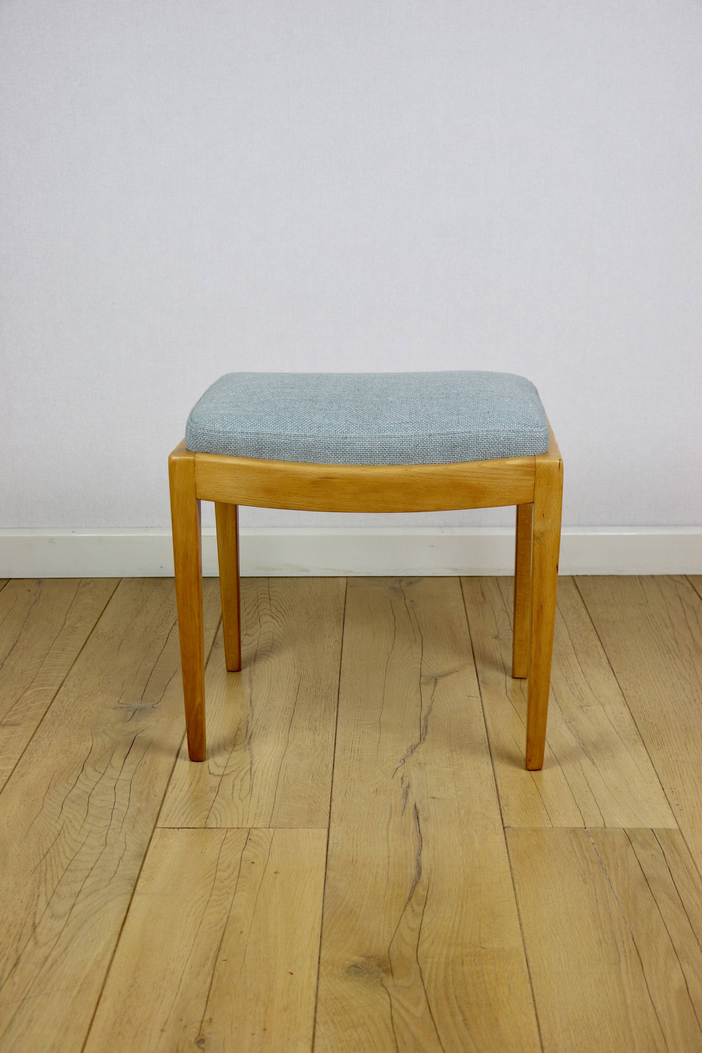 Stool seat light blue natural fabric Art Deco - 2 pieces available