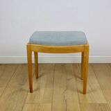 Stool seat light blue natural fabric Art Deco - 2 pieces available