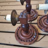 3 vintage wooden wall lights 1970