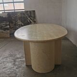 Oval coffee table in travertine, marble from the 70s/80s