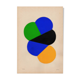 Collage on paper - abstract painting signed Eawy