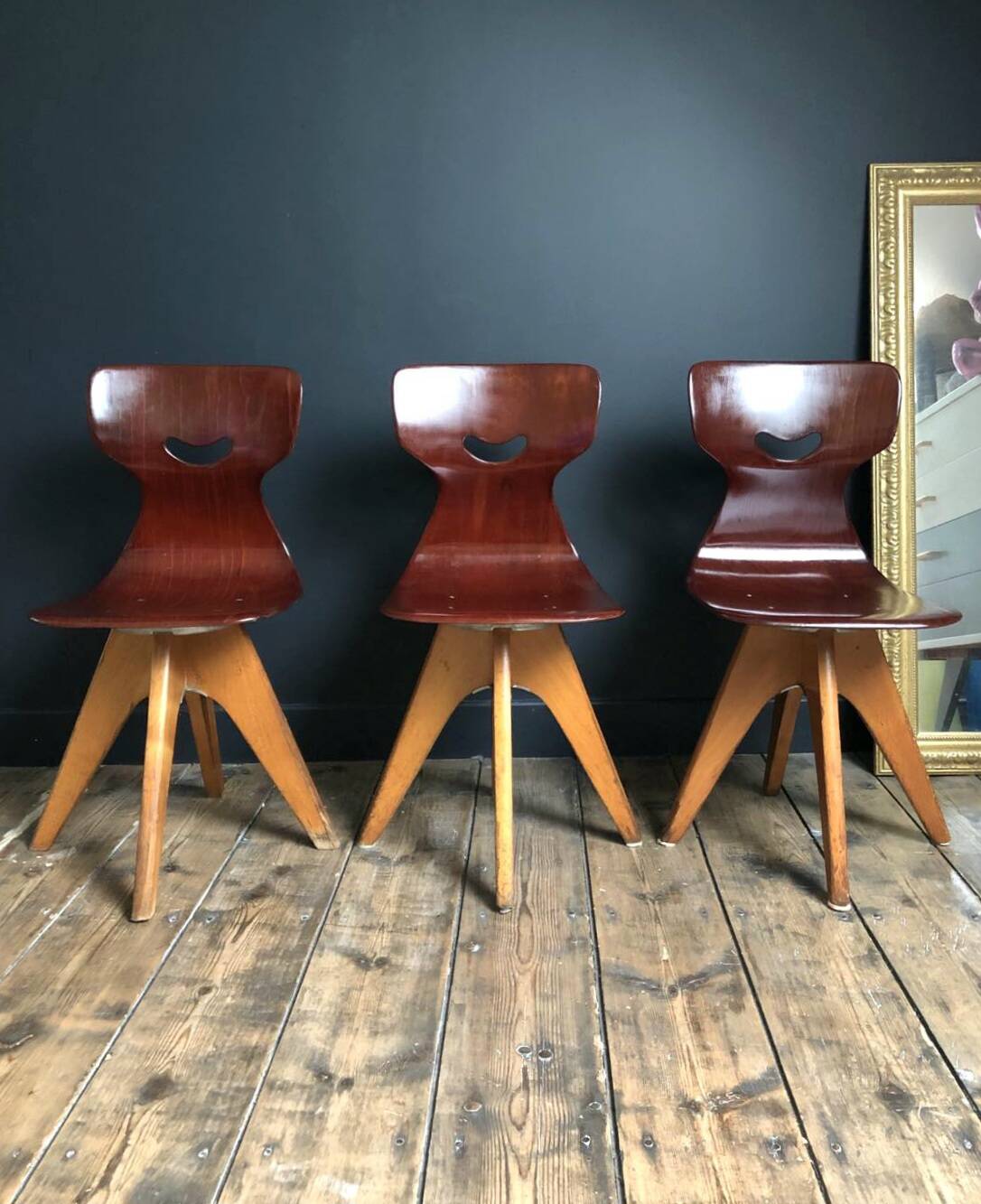 Vintage Smile chairs by Adam Stegner, antique designer seats