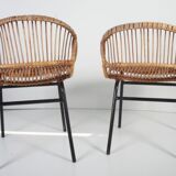 Set de 3 chaises + table en bambou par Alan Fuchs pour Uluv, 60s