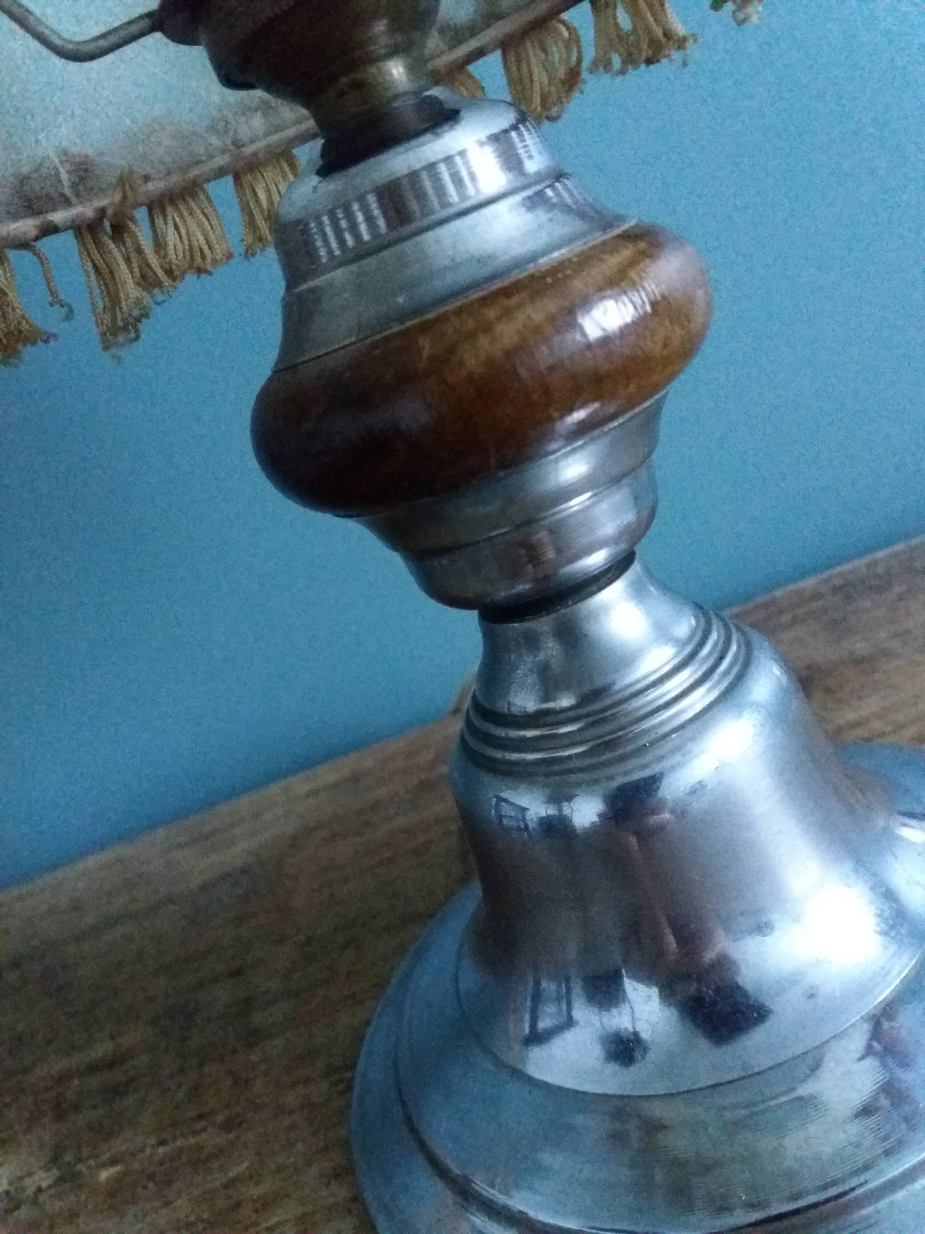 Metal and wood bedside lamp