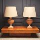 Pair of Tertre 1980 double patina resin lamps