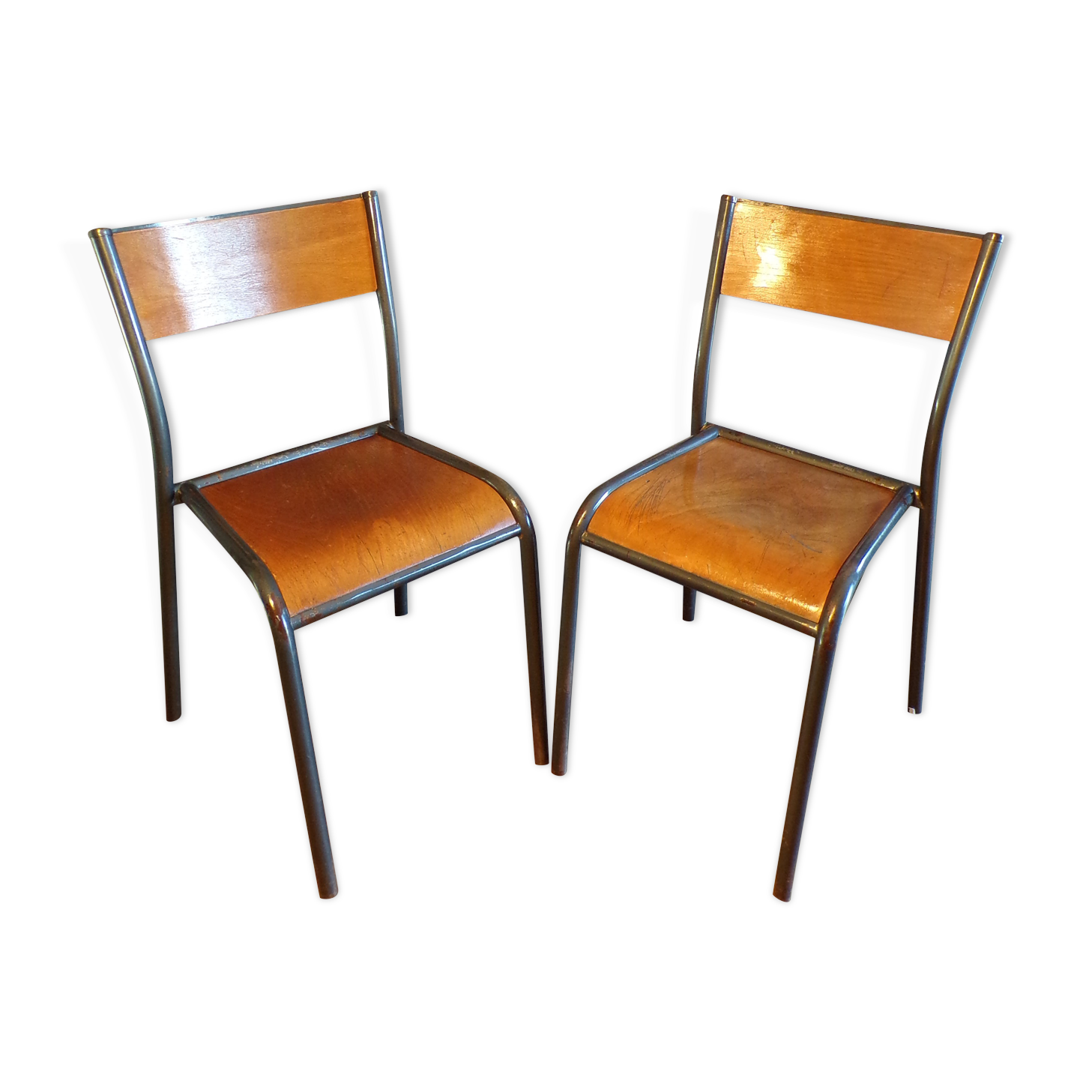 Paire de chaises d'école Mullca anciennes