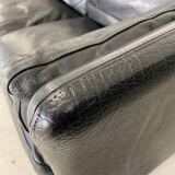 Danish mid-century vintage Mogens Hansen black leather sofa 60s