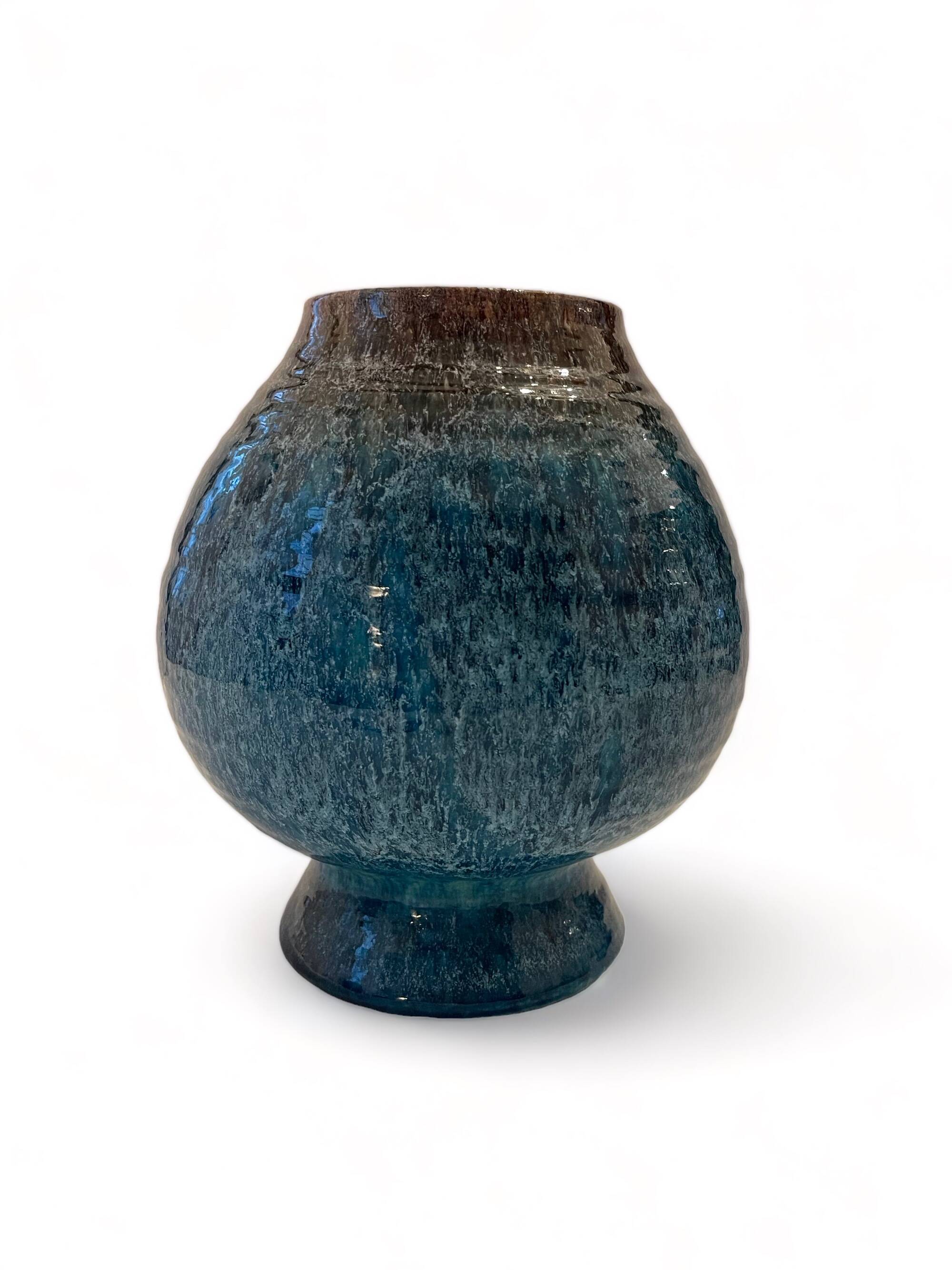 Accolay, Turquoise Ceramic Spinning Top Vase, 1960.