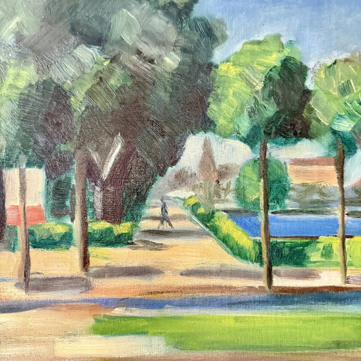 Unknown, Village Landscape, 1950, Oil, Framed