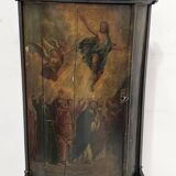 Half-moon corner cabinet decorated with a biblical scene, 19th century