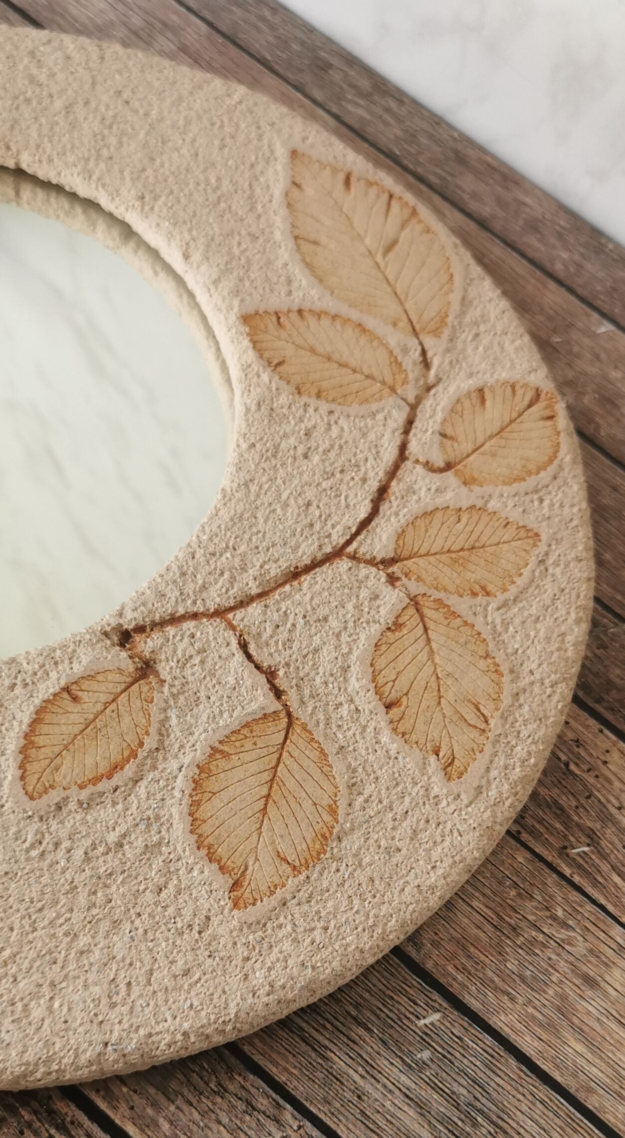 Miroir pierre naturelle feuilles