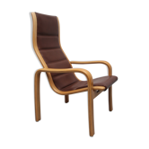 Fauteuil d'Yngve Ekstrom pour suédois en cuir 1980