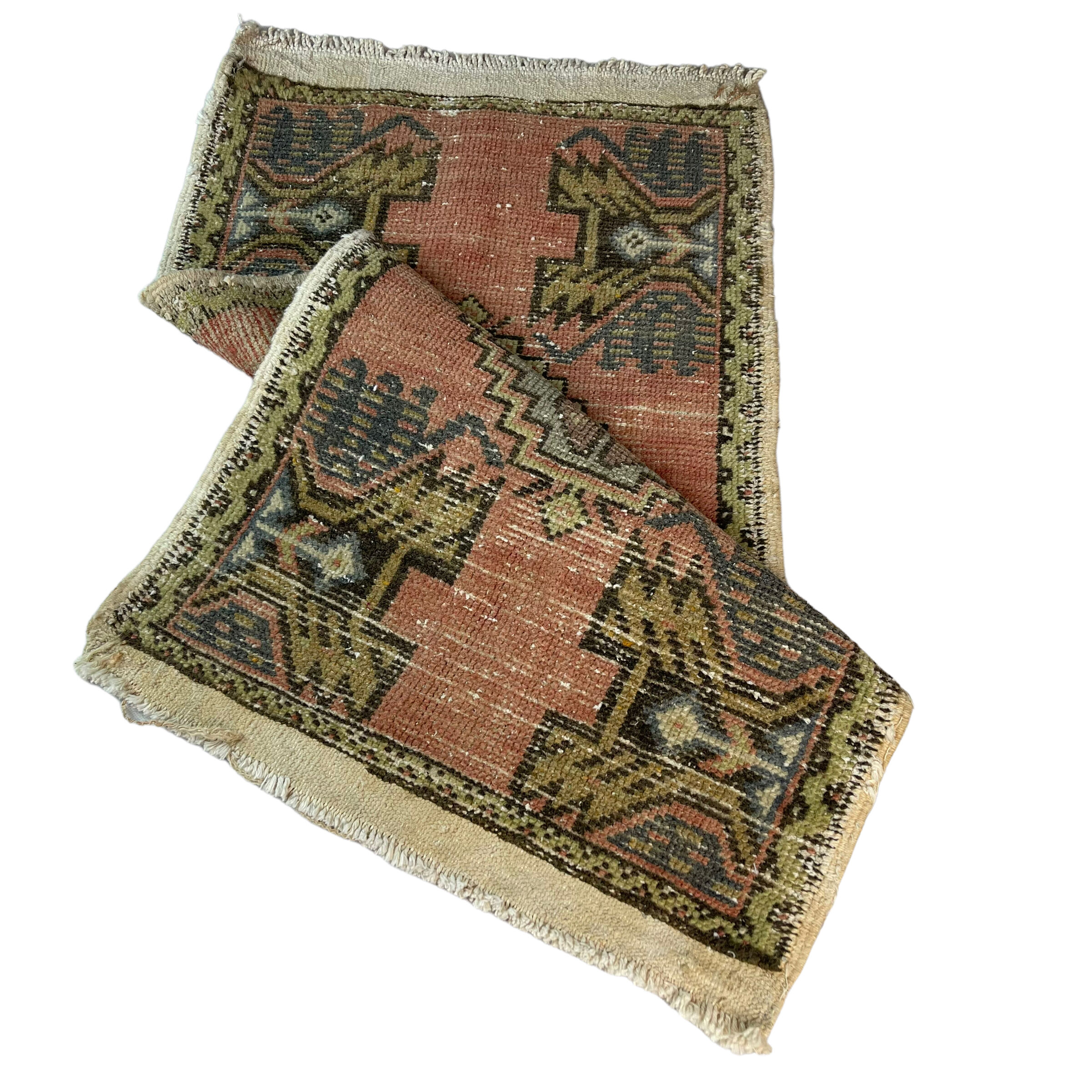 Vintage turkish pastel rug 99 x 52cm