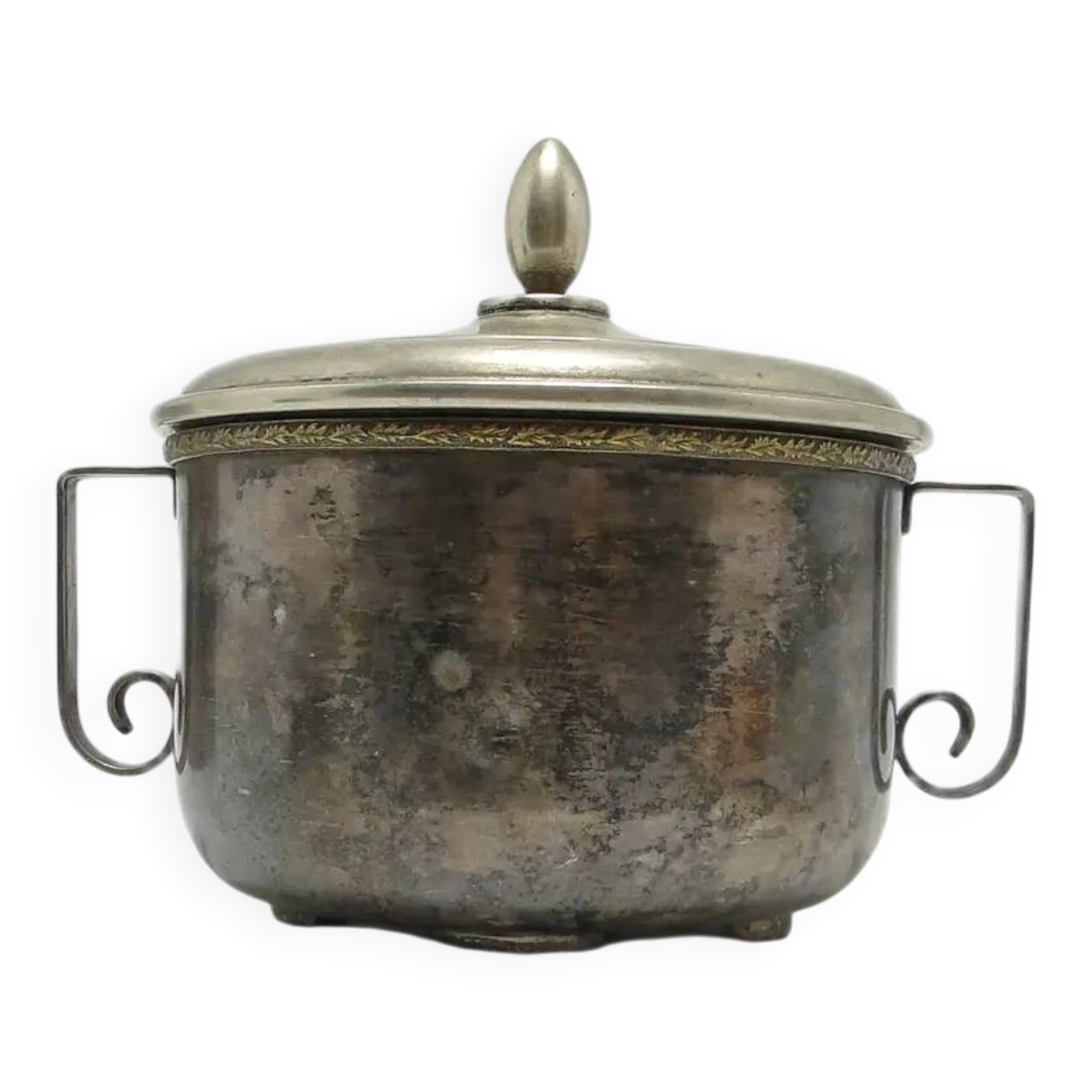 Sugar bowl, mid-century modern, silver-plated brass, Poland, 1960s.