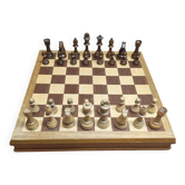 Vintage noble wooden chess set