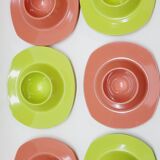 6 vintage plastic egg cups 1960s Schumm Plastic Style new in box