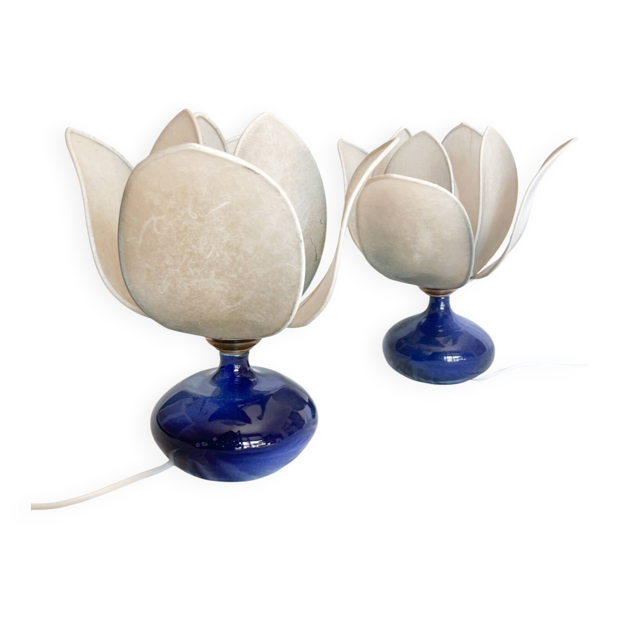 Pair of vintage lamps by Patrick Bossis – Limoges porcelain 1980