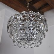 Golden Kinkeldey chandelier, cut glass, 3 levels, Germany, 1970