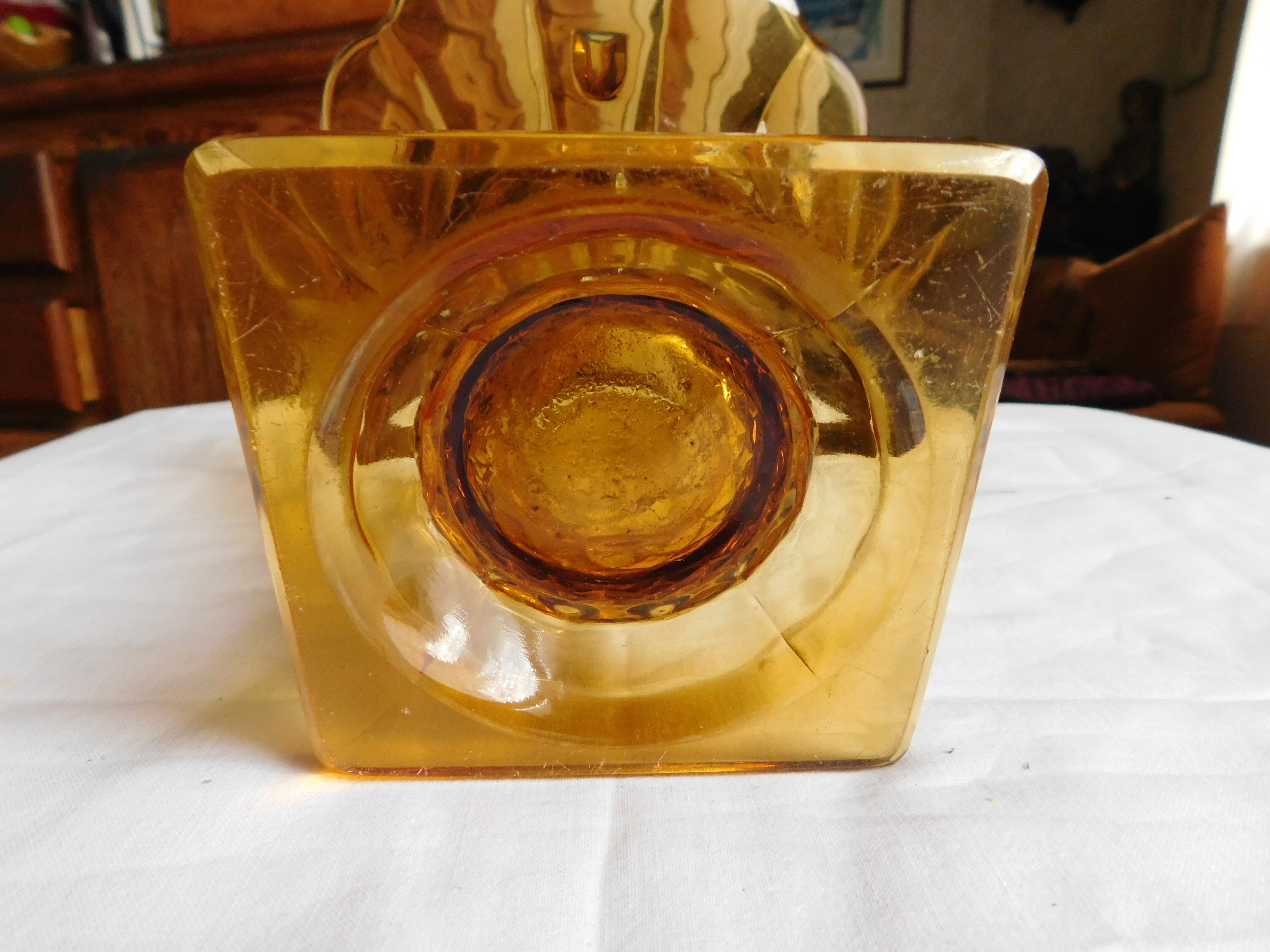 Old 50 years amber tulip vase