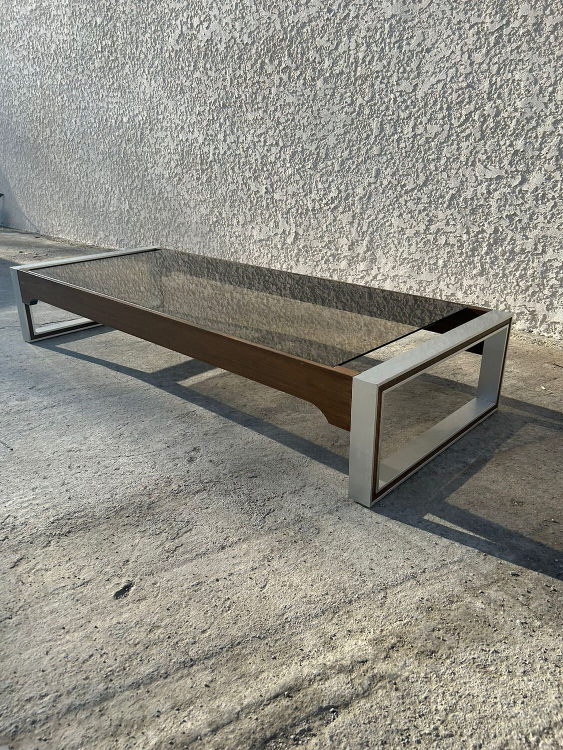 Rosewood coffee table with glass top