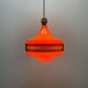 1970s orange Scandinavian suspension light in plexiglass shaped like a UFO.
