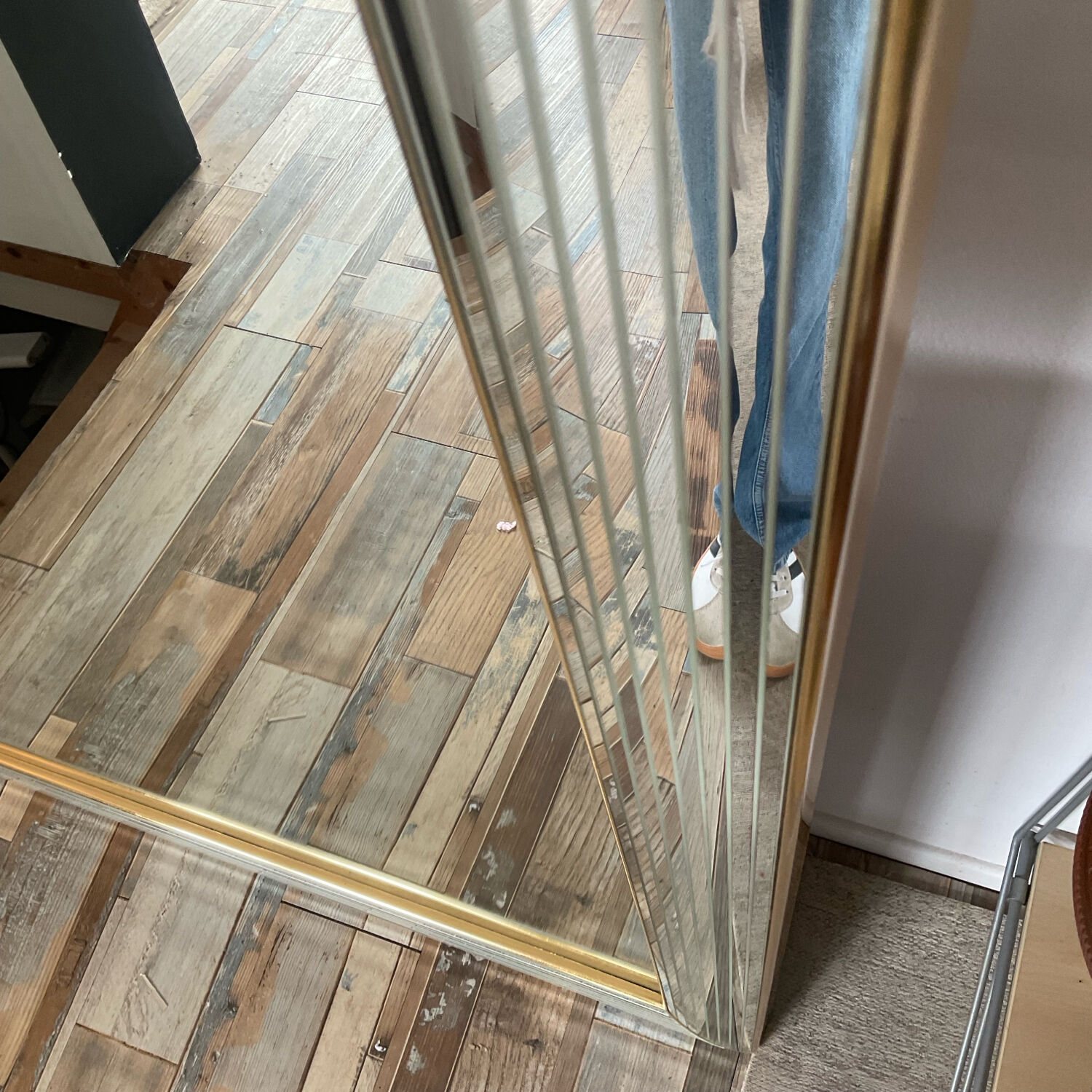 Large vintage Hollywood Regency style mirror with shutters.