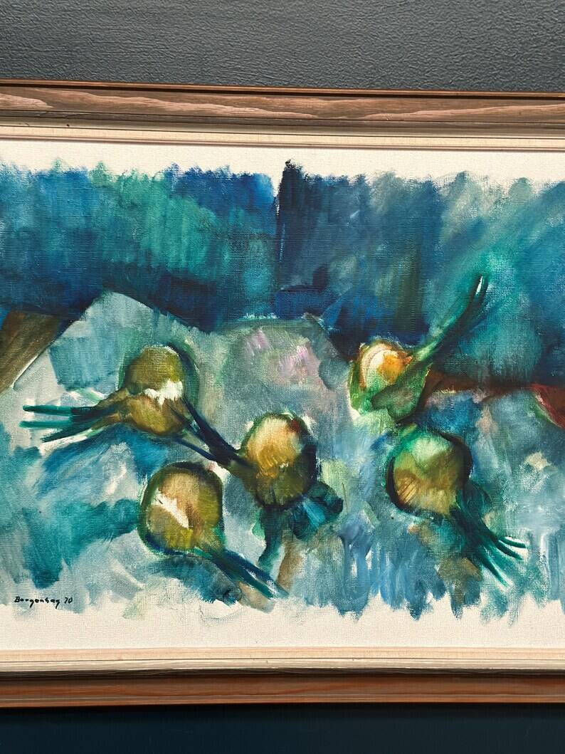 Original Swedish Oil on Canvas – "Abstract Composition" by Bergengren – Signed – Dated 1970 – Framed – 69 × 54 cm (27.2" × 21.3")