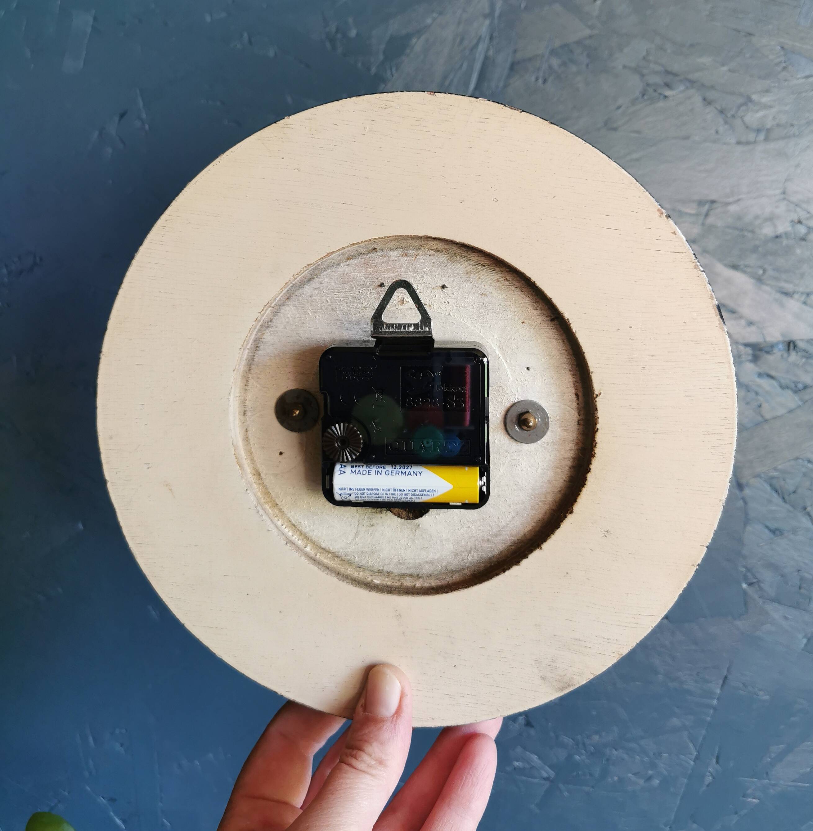 Vintage formica clock round silent wall clock "Green Jura"