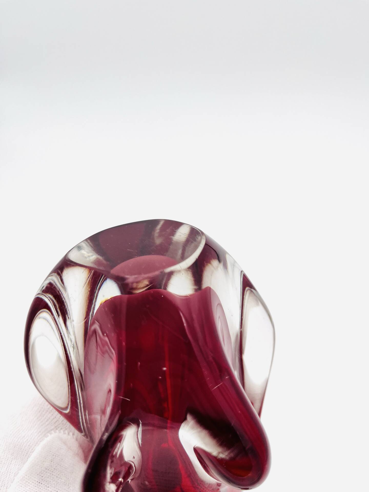 Murano Vase Fratelli Toso Chambord Sommerso Ruby Red 25.5cm