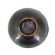 Mexican ceramic catchall in orange and black, 1970s sun face.
