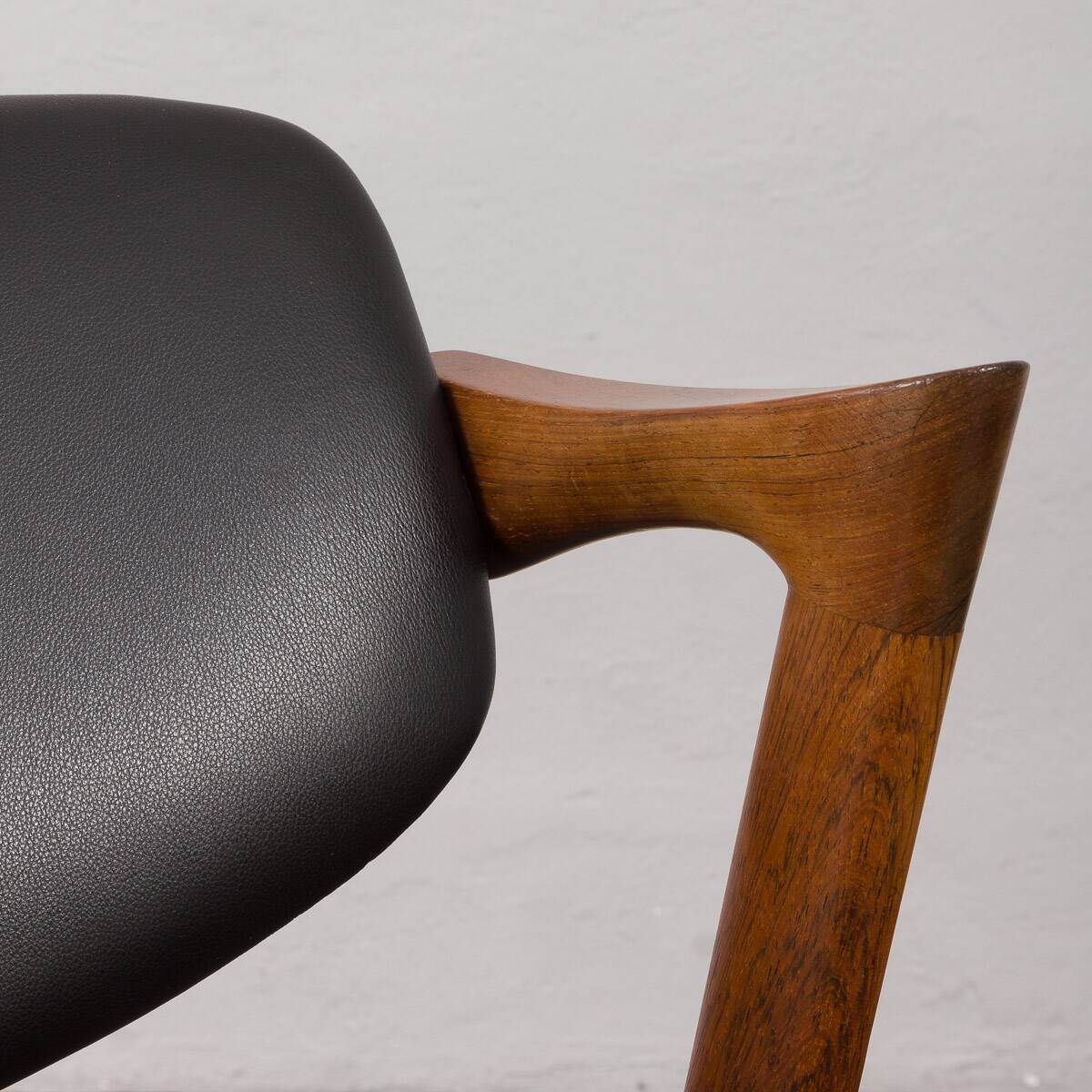 Chaise vintage en palissandre Kai Kristiansen modèle 42 en cuir aniline noir, Danemark 1960