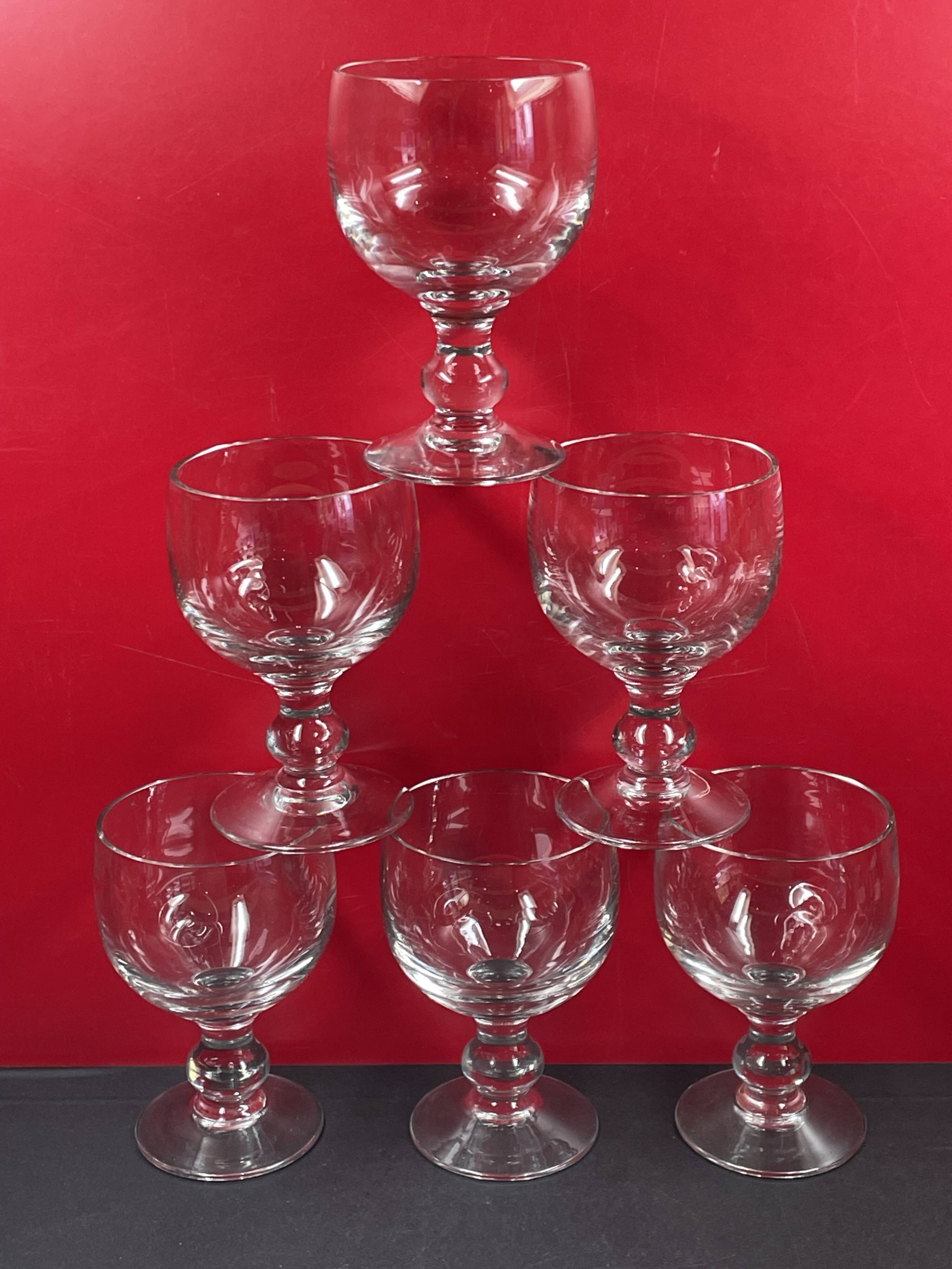 Set of 6 louis philippe style glasses 14 cm