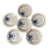 Set of 6 dessert plates blue flowers saint-amand 30s-40s
