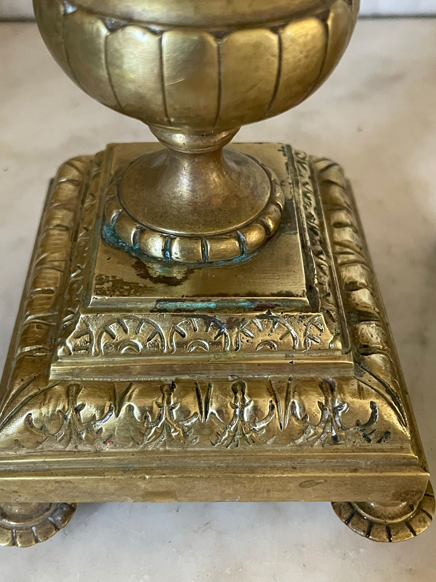 Pair of gilded bronze candlesticks in the Napoleon III style.