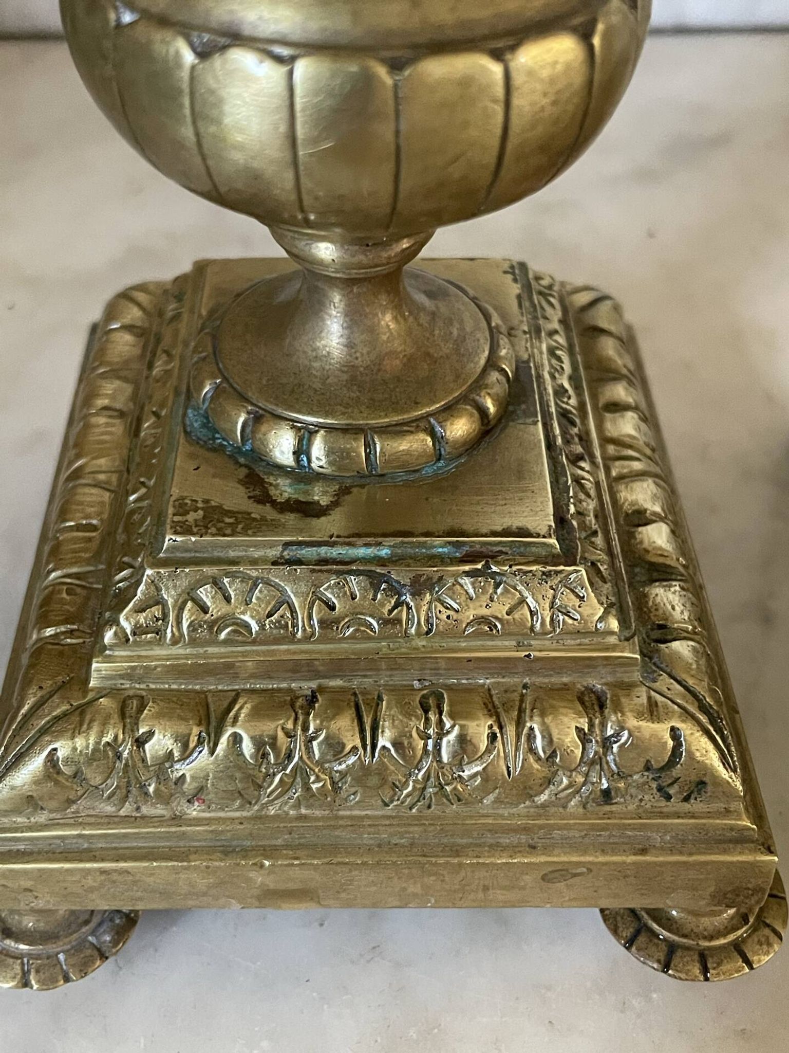 Pair of gilded bronze candlesticks in the Napoleon III style.