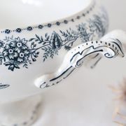 Terre de Fer tureen or salad bowl, Onnaing earthenware, Stella motif, French manufacture