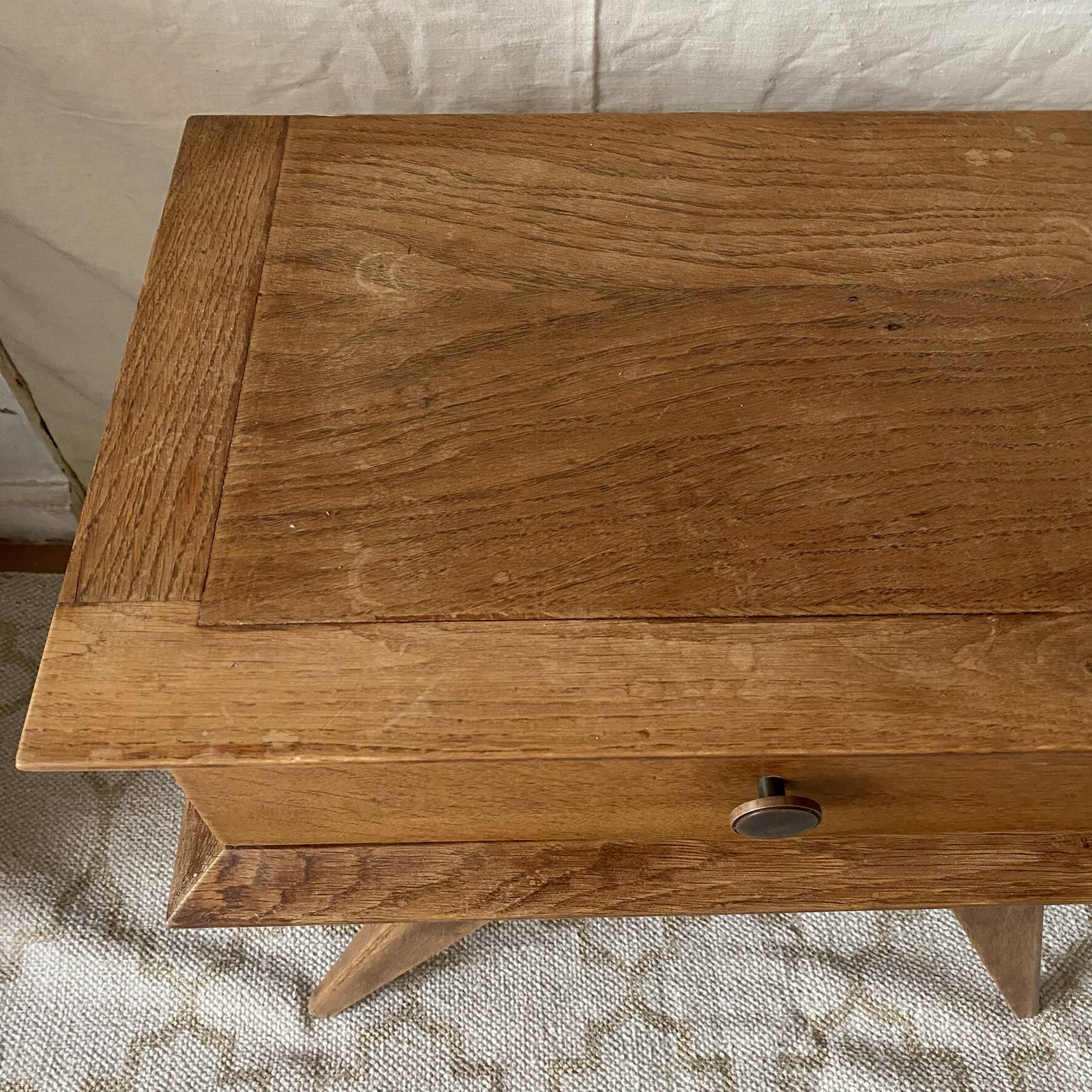 Scandinavian style bedside table with tapered legs from the 1960s.