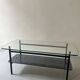 table basse en verre et métal noir, 1950