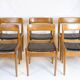 Lot de 6 chaises de salle à manger - Modèle PJ 3-2 - Teck et cuir noir - Grete Jalk - P. Jeppesen - Années 1960