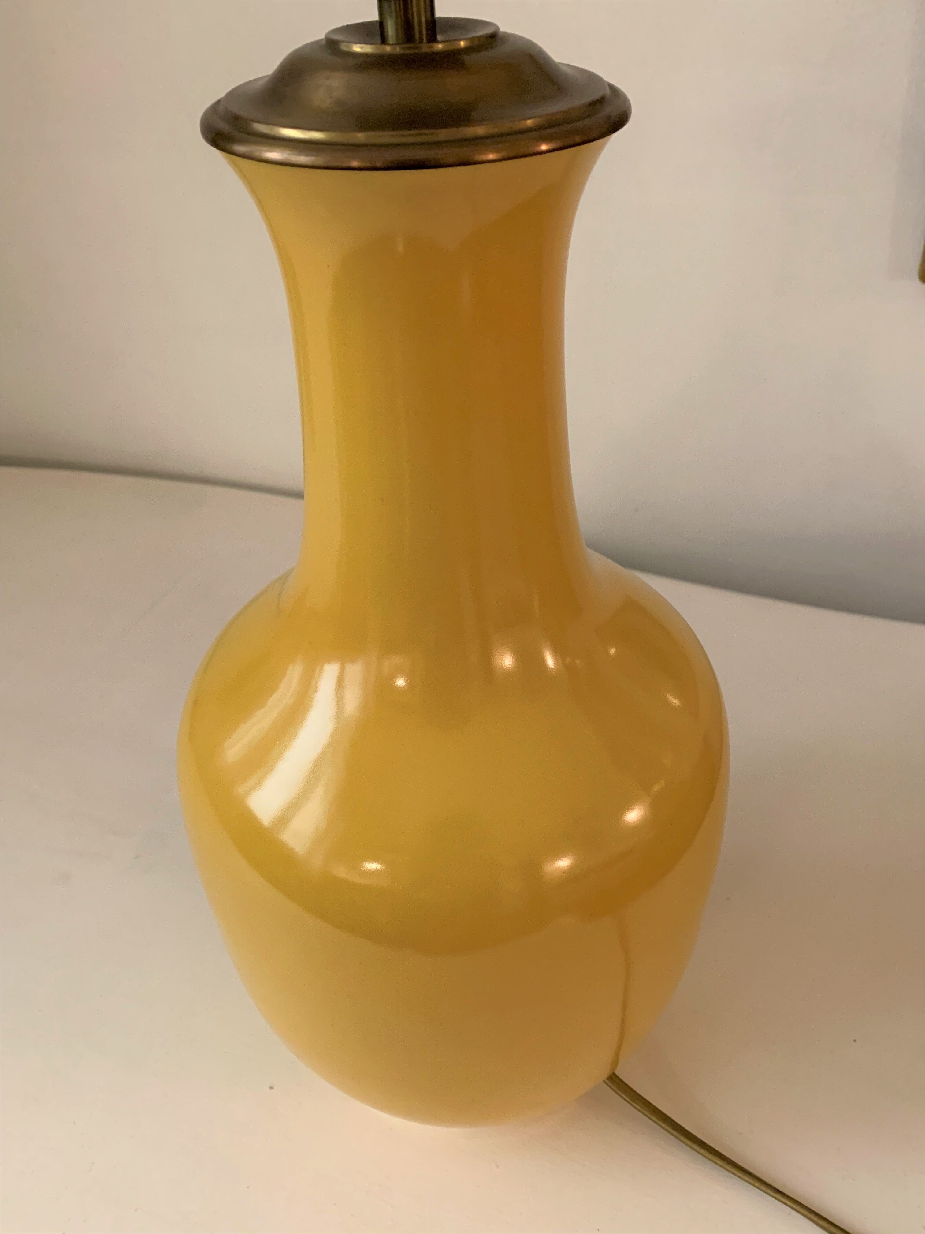 Yellow porcelain lamp foot