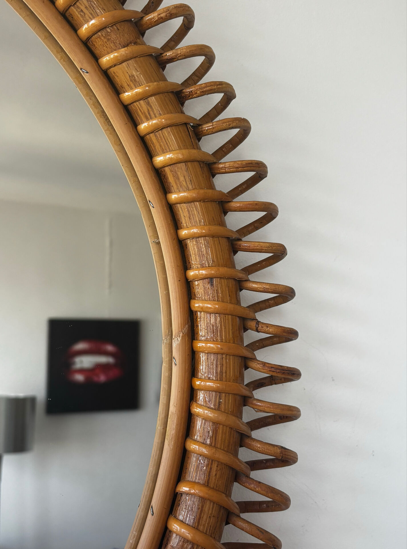 Miroir rond en rotin Franco Albini