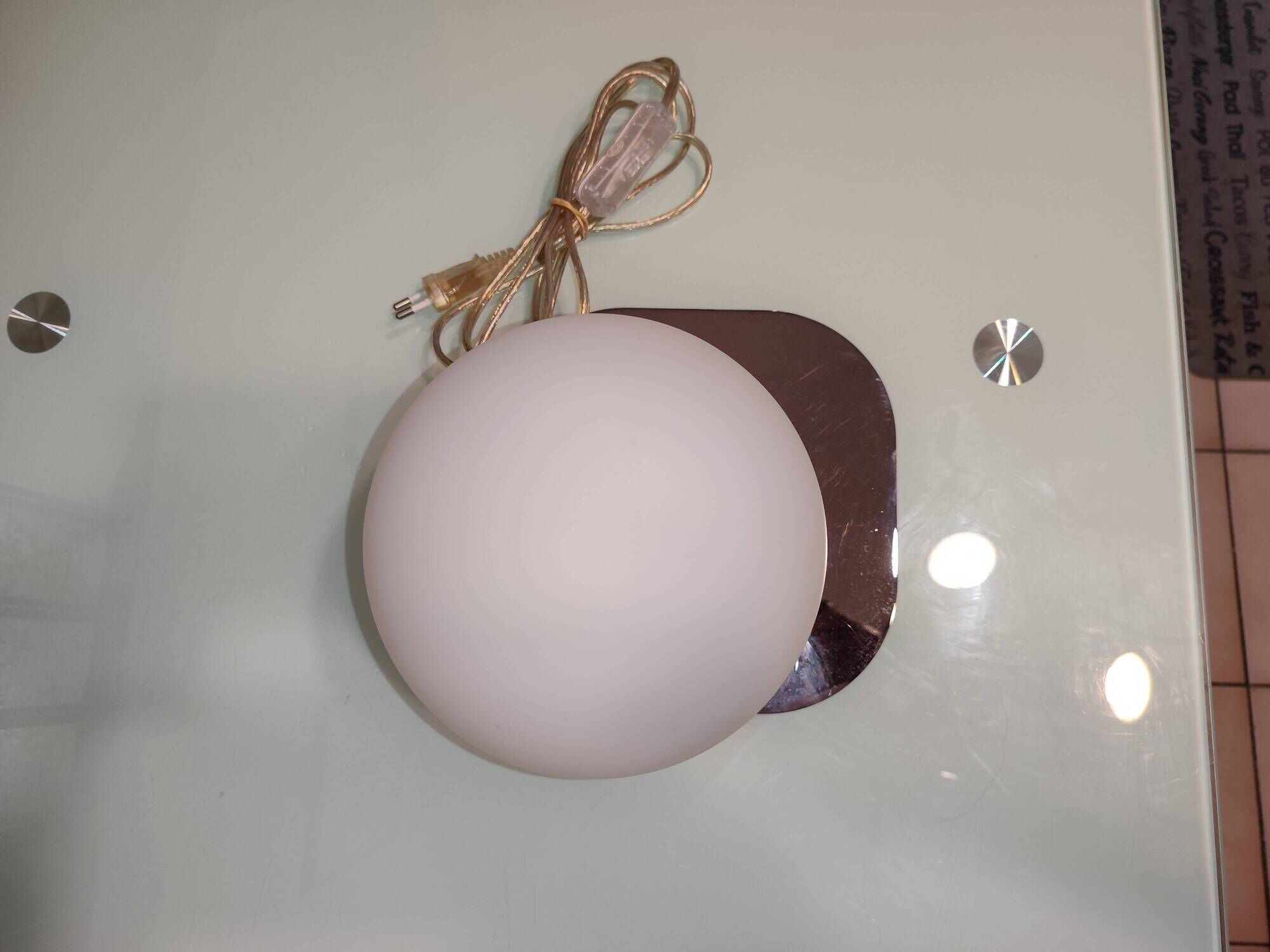 White globe lamp retro space age with chrome base. Philips