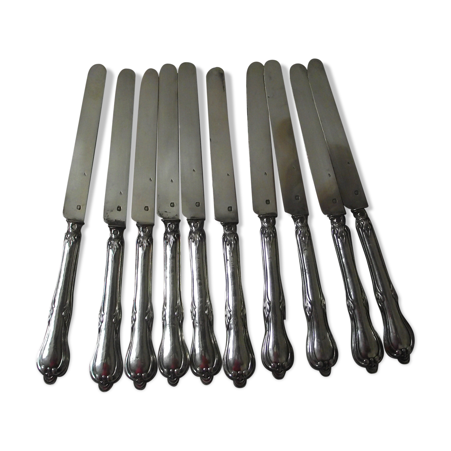 10 solid silver fruit knives at the end of 19th