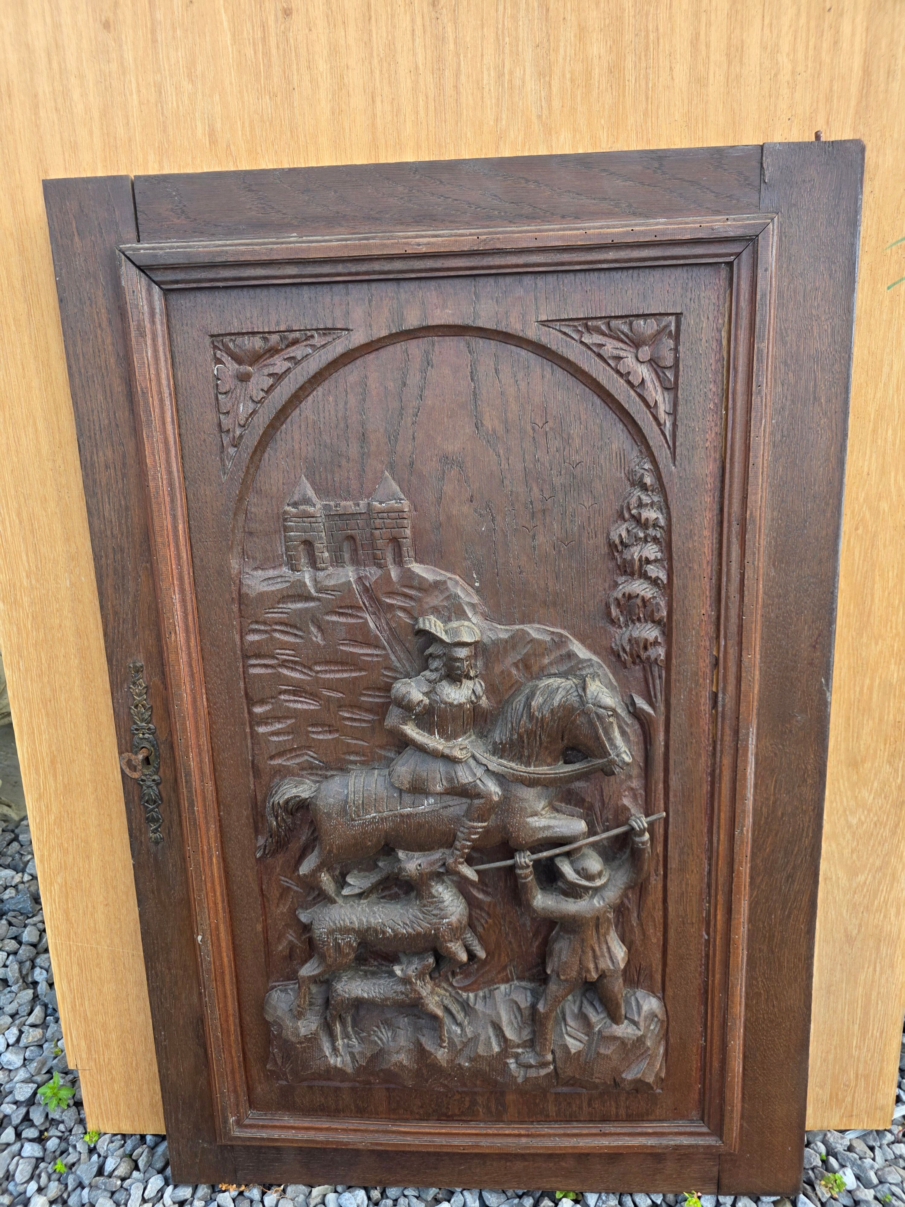 Carved oak solid wood door