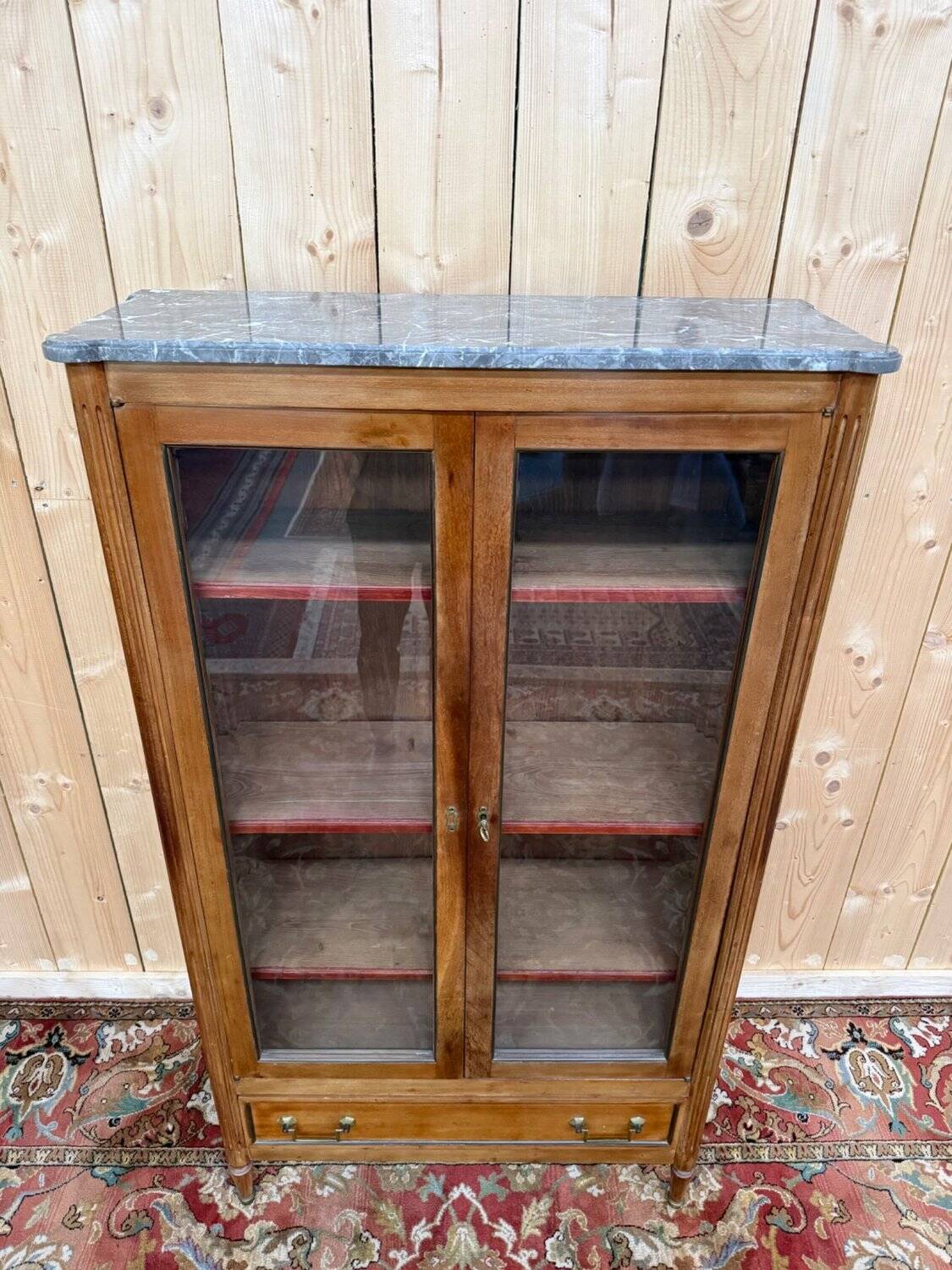 Louis XVI display cabinet in mahogany and marble