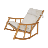 Scandinavian modern birch spindle rocking lounge chair, 1960’s