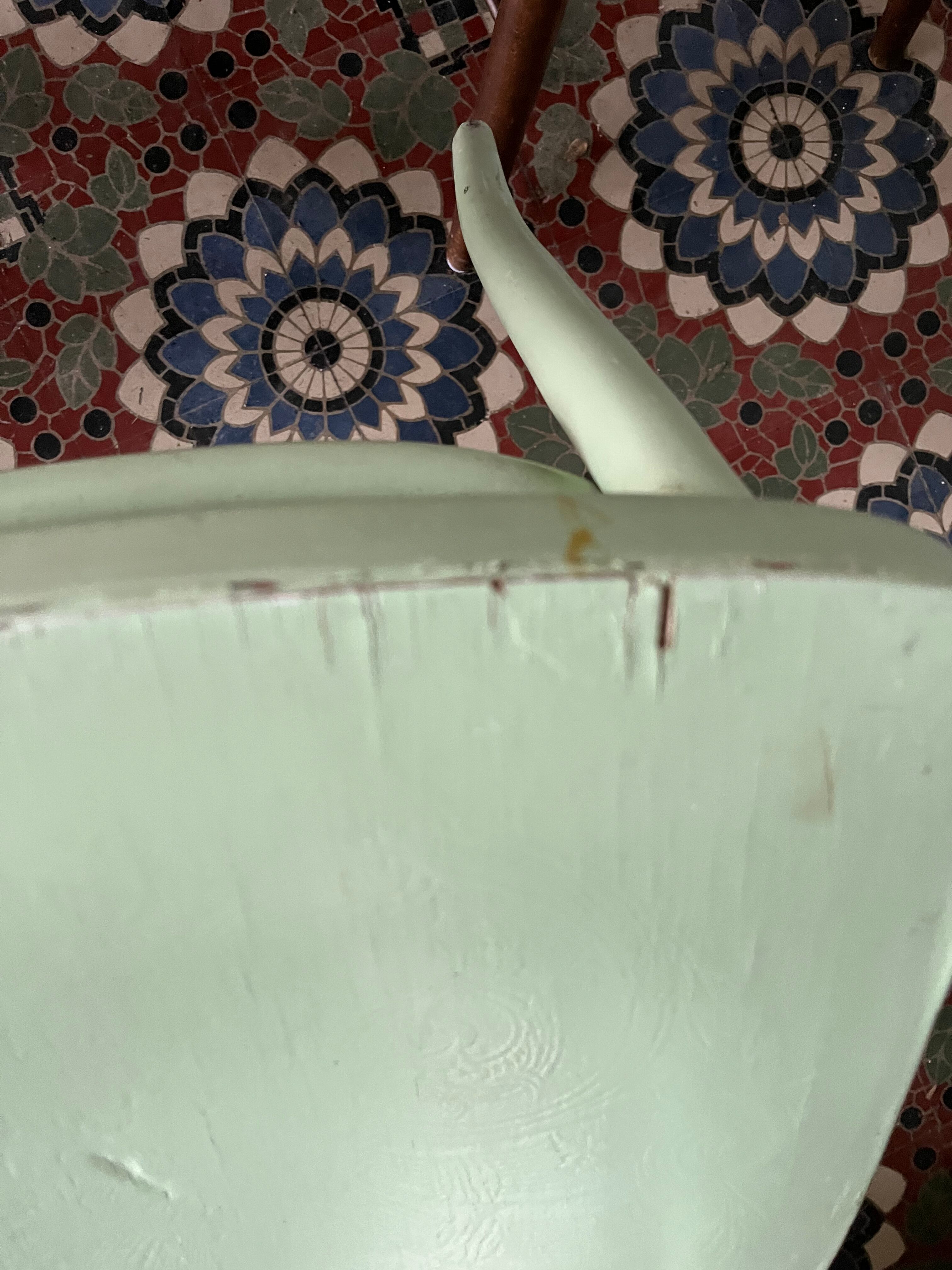 Set of 6 green patinated bistro chairs