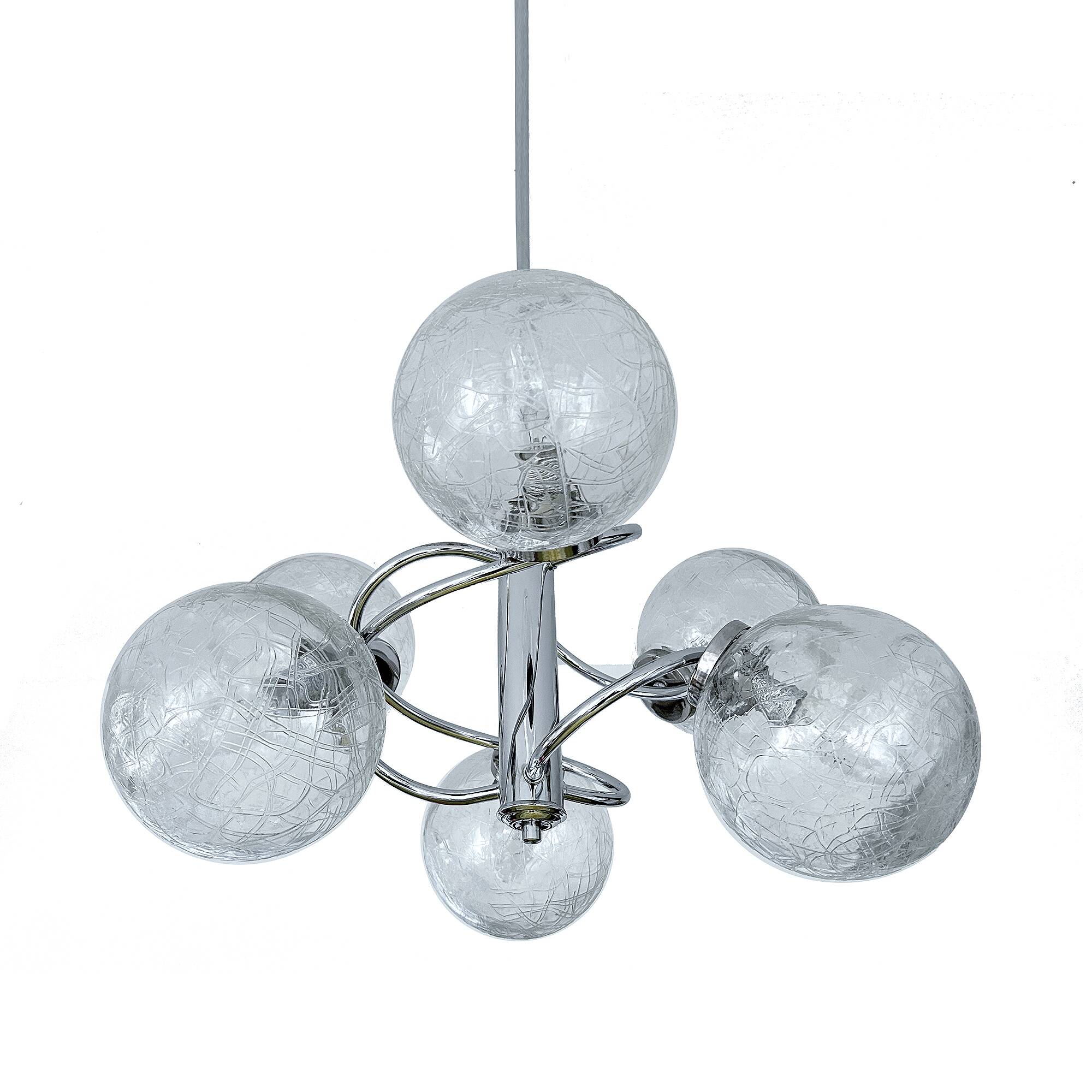 Suspension vintage Space Age en verre et chrome